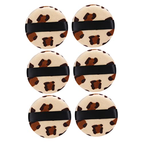 PACKOVE 6Pcs Leopard Print Makeup Powder Puff Soft Fluffy Cosmetic Puff for Foundation Concealer Blusher Setting Powder Skin Friendly and Gentle Application