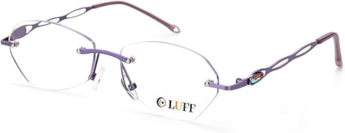 Vista 10 de LUFF Lentes de lectura sin montura para mujeres con bloqueo de luz azul, ligeras, de metal, clásicos, para computadora, antifatiga