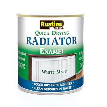 RUSTINS Quick Drying Radiator Paint White Matt 250ml - – Long-Lasting Heat-Resistant Finish for Radiators and Metal Surfaces, Easy Application