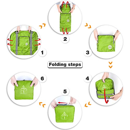 Wandf Foldable Travel Duffel Bag Luggage Sports Gym, Green