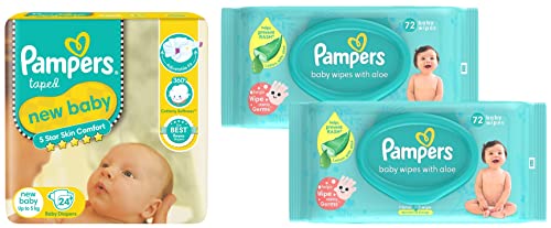 Image of Pampers Diaper Active Baby NB /XS 24 Count Baby Wipes Gentle wet wipes 144