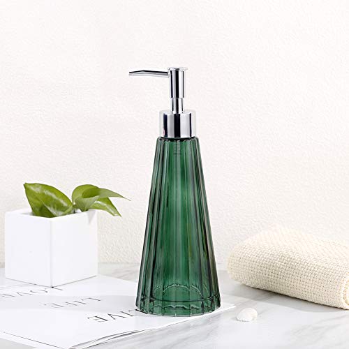 YunNasi Glass Soap Dispenser with Pump, Refillable Liquid Hand Soap Dish Soap Dispensers for Bathroom Counter Kitchen Sink (Dark green) - Image 2
