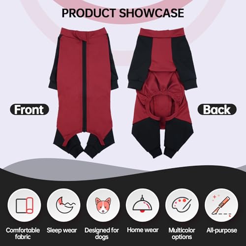 Hjyokuso Hundeoverall Mit Beinen, Hundeschlafanzüge, Hundepyjama Für Kleine Hunde, Hunde Schlafanzug Mit Reißverschluss, Body Hund Nach Op Für Chihuahua, Pomeranian, Yorkshire Terrier, Bichon Frisé