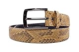 Pelgio Genuine Python Snake Skin Casual Men's Belt 46' Long (Burmese Brown Beige)