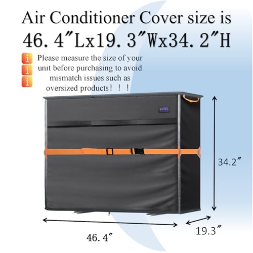 Image of Mini Split Air Conditioner Cover, Fits up to 46 inchLx19 inchWx34 inchH | 600D Waterproof, Vent Hole, Outdoor Rectangular, For Outside Units