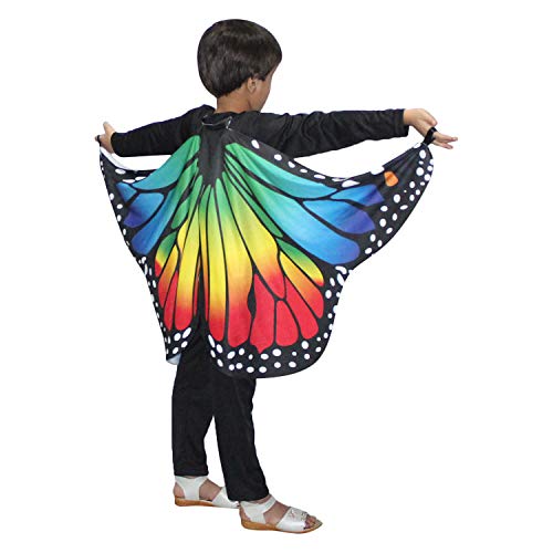 Image of Kaku Fancy Dresses Dance Butterfly Wings, Dragon Wings, Fabric Wings for Kids | Soft Fabric Wings Dancing Costume For Unisex - Multicolor, Fress Size
