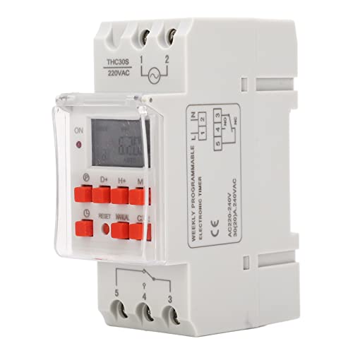 Programador eléctrico para calentador de agua y piscina, temporizador numérico 30A con pantalla LCD, programable de 1s a 168h, 20 ciclos de encendido/apagado, montaje en riel DIN 35mm