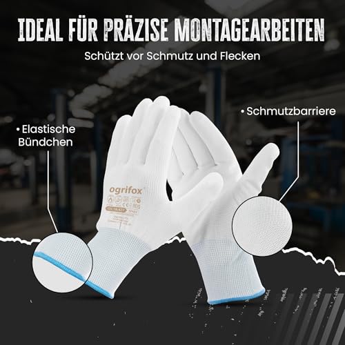 Foto von FUZZIO 24 Paar Ogrifox PU besichtet Arbeitshandschuhe Handschuh-Klammer (XL-10, Schwarz)