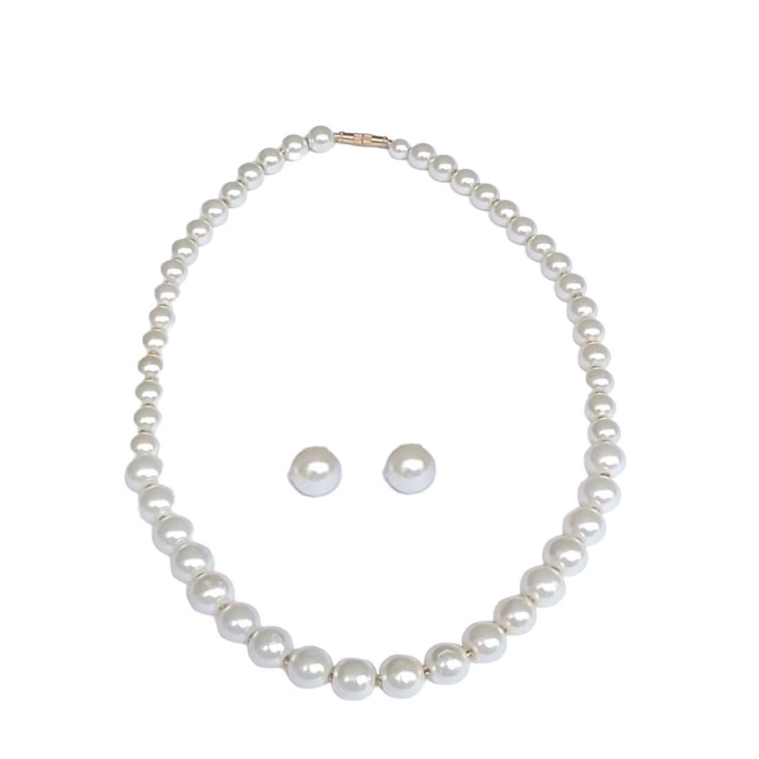 American diamond pearl moti mala necklace stud -earrings jewellery set chokar mala set women and girls fashion accessories White pearls beads (B0D4J8DG7F) Amazon Price History, Amazon Price Tracker