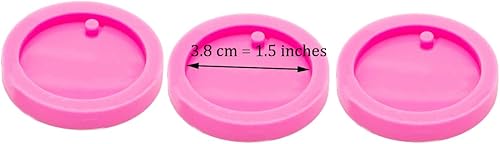 Miniatura 5 de AMZTOART 3 piezas de círculo de 1.5 pulgadas con agujero en blanco llavero resina artesanía molde de silicona artesanía epoxi con 10 piezas llavero