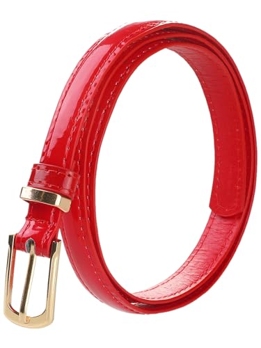 uxcell Womens Patent Leather PU Skinny Waist Belt for Jeans with Alloy Buckle