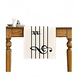 Tischläufer Schwarze Und Weiße Klaviertasten-Notenzeilen Für Zuhause, Party, Restaurant, Tischdekoration - Musiknoten - 33 X 150CM