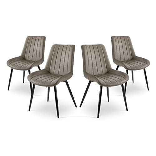 Mc Haus ENA Olive x4 - Pack de 4 sillas de Comedor, diseño nórdico y Vintage con Asiento Acolchado y Respaldo ergonómico, Color Verde Oliva