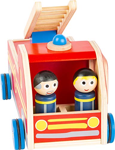Grande voiture de pompiers en bois avec échelle de secours mobile et figurines Small Foot - 4