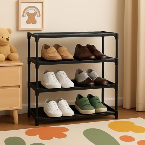 Image of Plastic Wardrobe for Kids Clothes - Non Slip and Anti Skid Multipurpose Kids Wardrobe, Foldable Wardrobes for Cloth, Collapsible for Bedroom (Black)