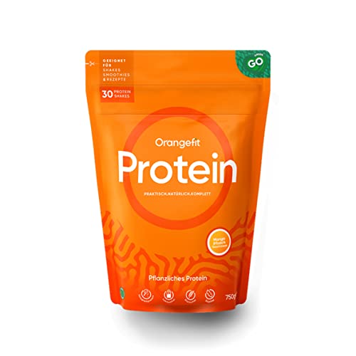 Orangefit Proteína vegana de mango – 750 g – Polvo de proteína de alta calidad con proteína de guisante – Sin gluten, natural y rico en proteínas – nutrición deportiva