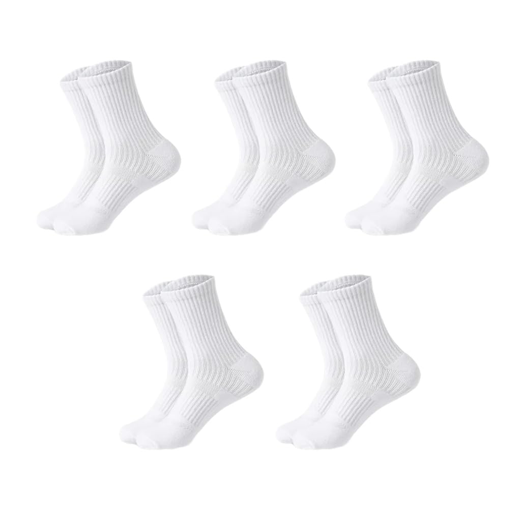 Dninmim 5 Paare/Los Herren Baumwolle Socken Outdoor Wandern Arbeit Crew Socken Solide Schwarz Socken