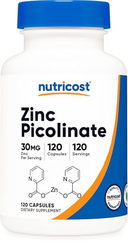 Nutricost Zinc Picolinate 30mg 120 Capsules - Gluten Free and GMO-Free