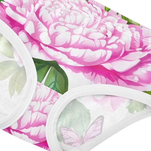 Colorful Toddler Girls Underwear 2t Cotton Panties Little Girl Pink Peonies Green Leaves Briefs Undies Kids4