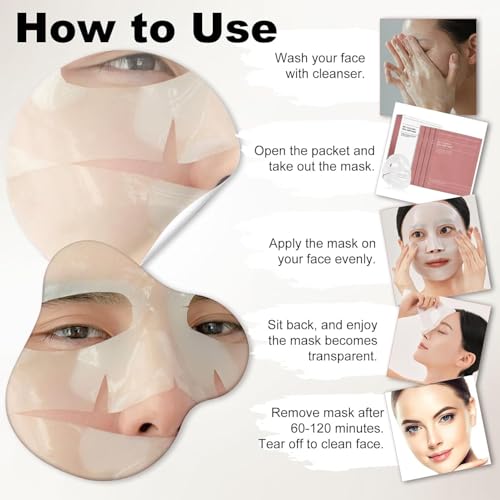 Image of OVIOL Collagen Face Mask Overnight Pack of 2 Deep Hydration Night Mask for Anti-Aging, Pore Minimizing with Hyaluronic Acid, Niacinamide, Vitamin E, Korean Glass Skin Hydrogel Mask (34g)