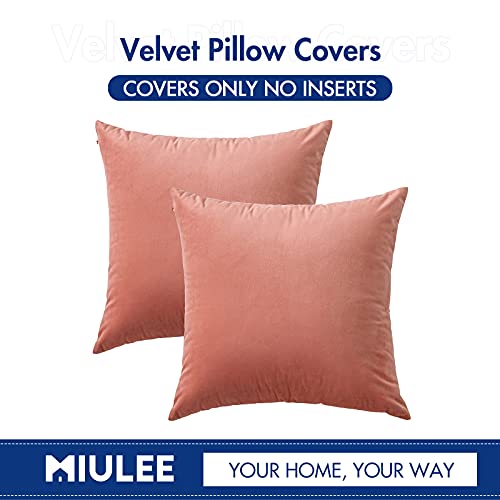 Miulee Pack Of 2, Velvet Soft Solid Decorative Square Throw Pillow Covers Set Cushion Cases Pillowcases For Sofa Bedroom 12X12 Inch Coral Red #TOP5