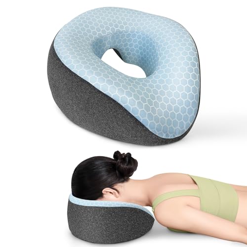SeiriHelper Massagekissen Kopfloch, Ergonomisches Gesichtskissen mit abnehmbarem Bezug, Massage Kopfstütze für Bett (Dunkelgrau)