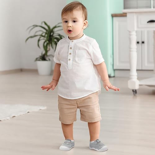 Leisfit Baby Shoes Boys Girls First Walking Shoes Infant Sneakers Crib Shoes Lightweight Non-Slip Shoes Grey 12-18 Months thumb #6