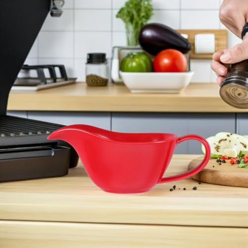 Tazón mezclador con pico de porcelana rojo miniatura 4