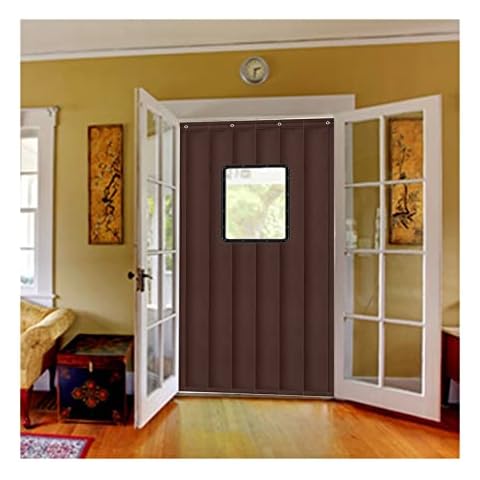 LIXIONG Thermal Insulation Cotton Door Curtain with PVC Window, Thicken Winter Partition Curtain with Metal Hole Reduce Noise waterproof Screen Door for Patio greenhouse bedroom Cover