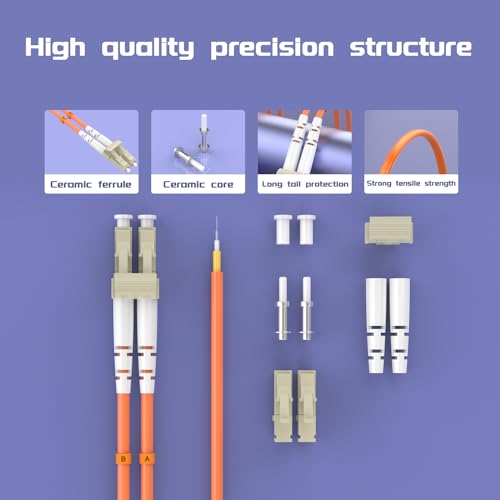 Image of 7.5Meters 25ft LC /UPC-ST /UPC Multi-Mode Fiber Optic Cable LC to ST OM1 Jumper Optical Patch Cord Duplex 62.5 /125um Orange LC-ST