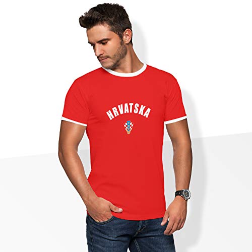 World of Football Ringer Shirt Kroatien Logo - M