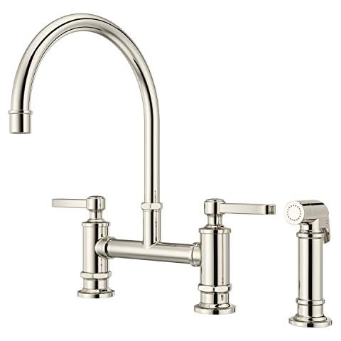 Pfister LG31-TDD Port Haven Kitchen Bridge Faucet with Side Sprayer, Polished Nickel Cover