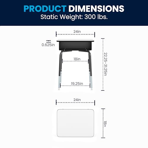 Image of Flash Furniture Metal Student Desk with Open Book Box, Gray, 5-Pack | Durable Construction, Commercial Use
