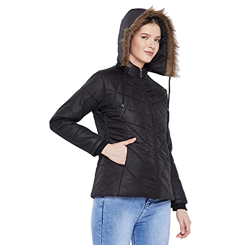 Image of VERO AMORE Women's Black winter wear full sleeve solid parka Jacket-2175A
