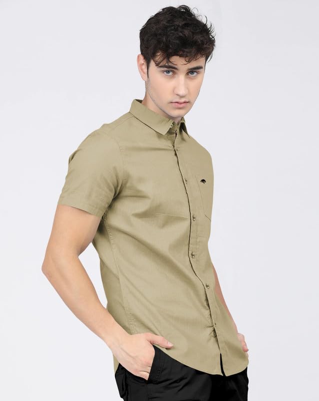 Image of BRUCEWANE Men's 100% Cotton Half Sleeve Shirt