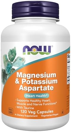 NOW Foods Magnesium and Potassium Aspartate with Taurine, 120 Capsules