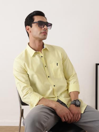 Image of Thomas Scott Men Premium Slim Fit Solid Cotton Twill Full Sleeve Shirt