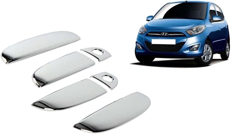 Car Handle Latch Cover Scratch Guard Chrome Finish Front Rear Compatible for Hyundai I10 Old Set of 4 Pieces