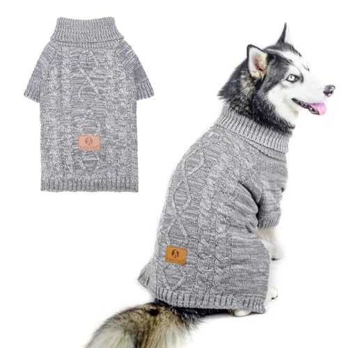 Knit Turtleneck Dog Sweater for Small Medium Large Dogs, Warm Puppy Clothes for Fall Winter, Cozy Sweatshirts Dog Coats