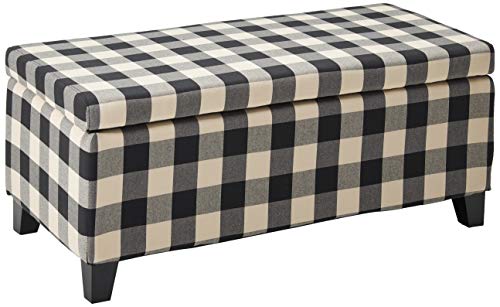 Get Discount Offer Christopher Knight Home Breanna Fabric Storage Ottoman, Black Checkerboard