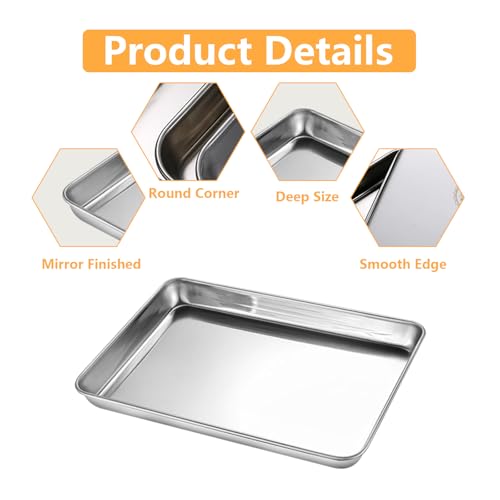 Voittozege 20-Piece Baking Sheet Set - Stainless Steel Pans, 10 x 8 x 1 Inch Oven & Dishwasher Safe