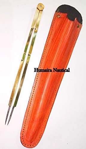 Mahira Nautical Navigation Compas Brass & Steel with Leather Cover C