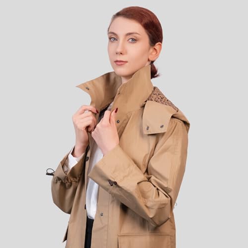 Women’s Lightweight Rain Coat, outdoor coat – Waterproof Raincoat Jacket with Hood, Classic Button-Up Trench Coat for Women4