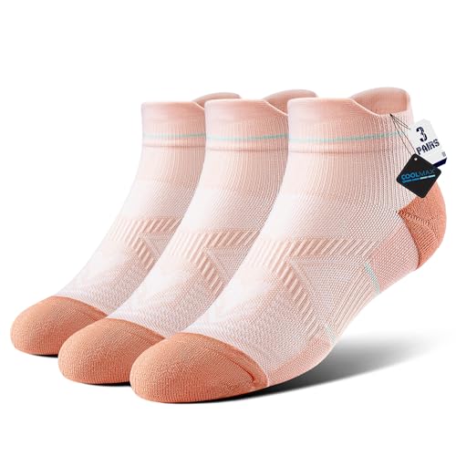 Image of BRISIRA Coolmax Bamboo Viscose Women Compression Running Ankle Socks No Show Athletic Wicking Thick Cushioned Arch Support