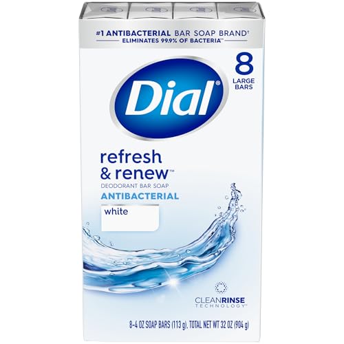 Dial Antibacterial Bar Soap Refresh & Renew White 4 oz 8 Bars