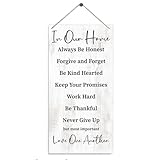 Family Rules Sign, Love Sign, Be Kind Sign, Honest Sign, Decorative Wood Hanging Wood Plaque, Family Room Decor, Home Decor for Living Room, Playroom Decor, Farmhouse Wood Plaque with Hanging Rope