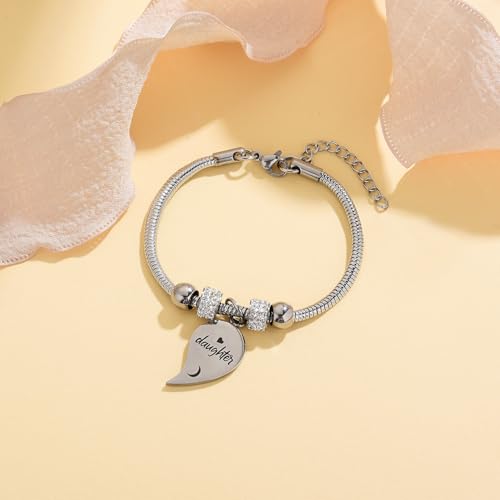 Yonhon Mother Daughter Bracelet Necklace for 2/3/4, Mother Daughter Matching Keychain Set4