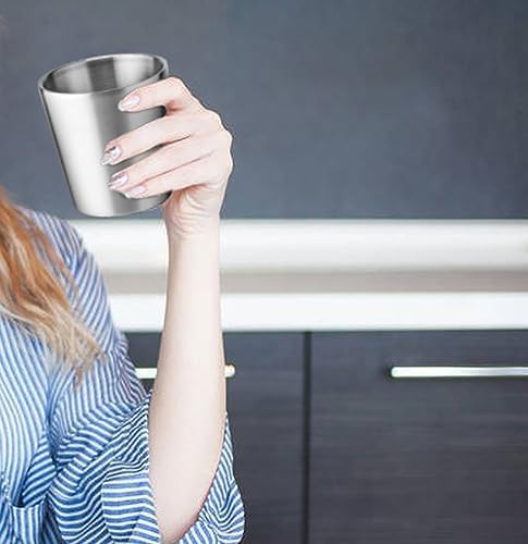 Miniatura 9 de Juego de 4 tazas de té de acero inoxidable de doble pared de 7 onzas, taza de té chino sin mango, taza de té de yerba mate coreana (estilo A)