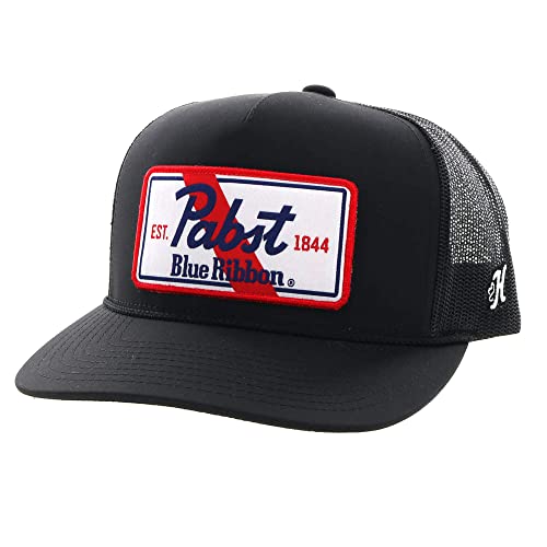Image of HOOEY Officially Licensed Pabst Blue Ribbon One Size Fits All Adjustable Snapback Hat for Men and Women Mesh Back Trucker Hat