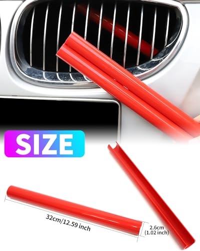 Image of F10 Grille Insert Stripes Replace Trim Compatible with BMW F10 F11 F18 F45 F46 F06 F12 F13 F01 F02 F48 F39 X1 2015-2022 /X2 2017-2023 V-Brace Wrap Covers Grill Stripes, Red Front Grill Insert